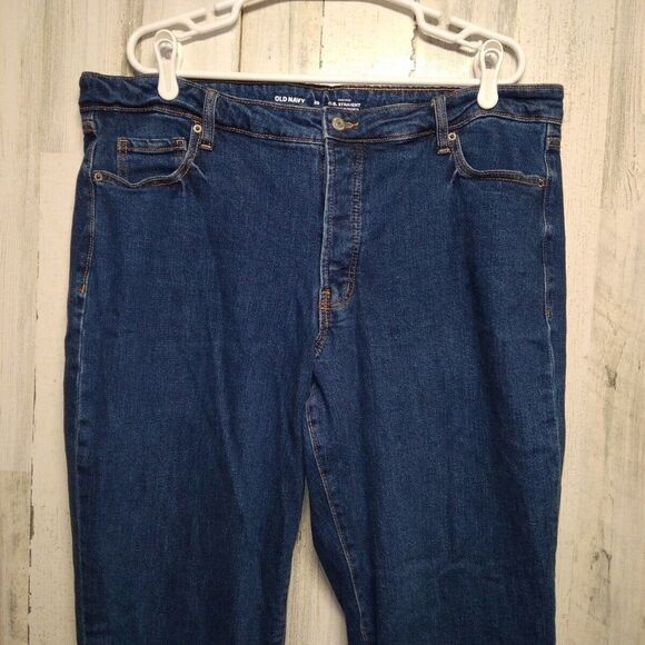 Old Navy O.G. Straight High Rise Secret-Slim pocket Jeans Size 20 Raw Hem - Picture 2 of 9